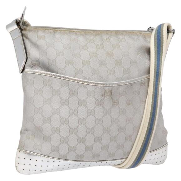 GUCCI GG Canvas Sherry Line Shoulder Bag Silver - Picture 1 of 16